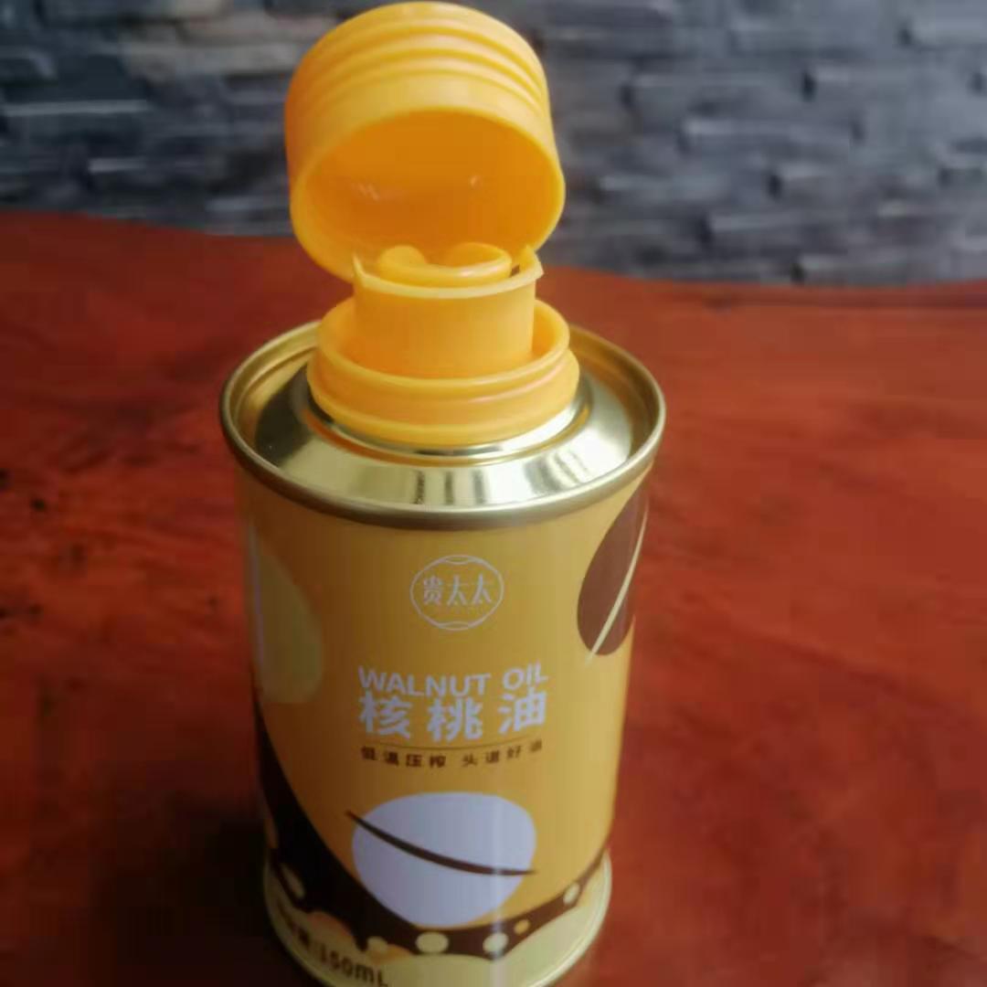 個(gè)性化核桃油鐵瓶定制 核桃油圓形鐵罐批發(fā)