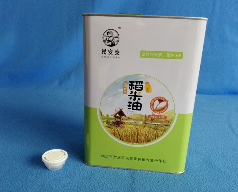 2.5L精制優(yōu)級稻米油鐵桶 稻米油馬口鐵罐定制