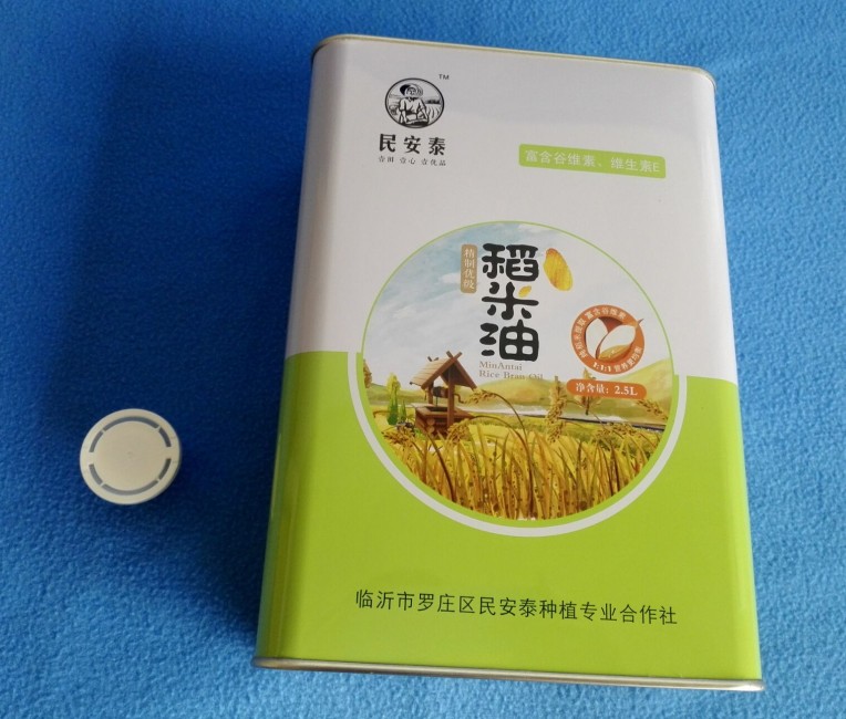 2.5L精制優(yōu)級稻米油鐵桶 稻米油馬口鐵罐定制