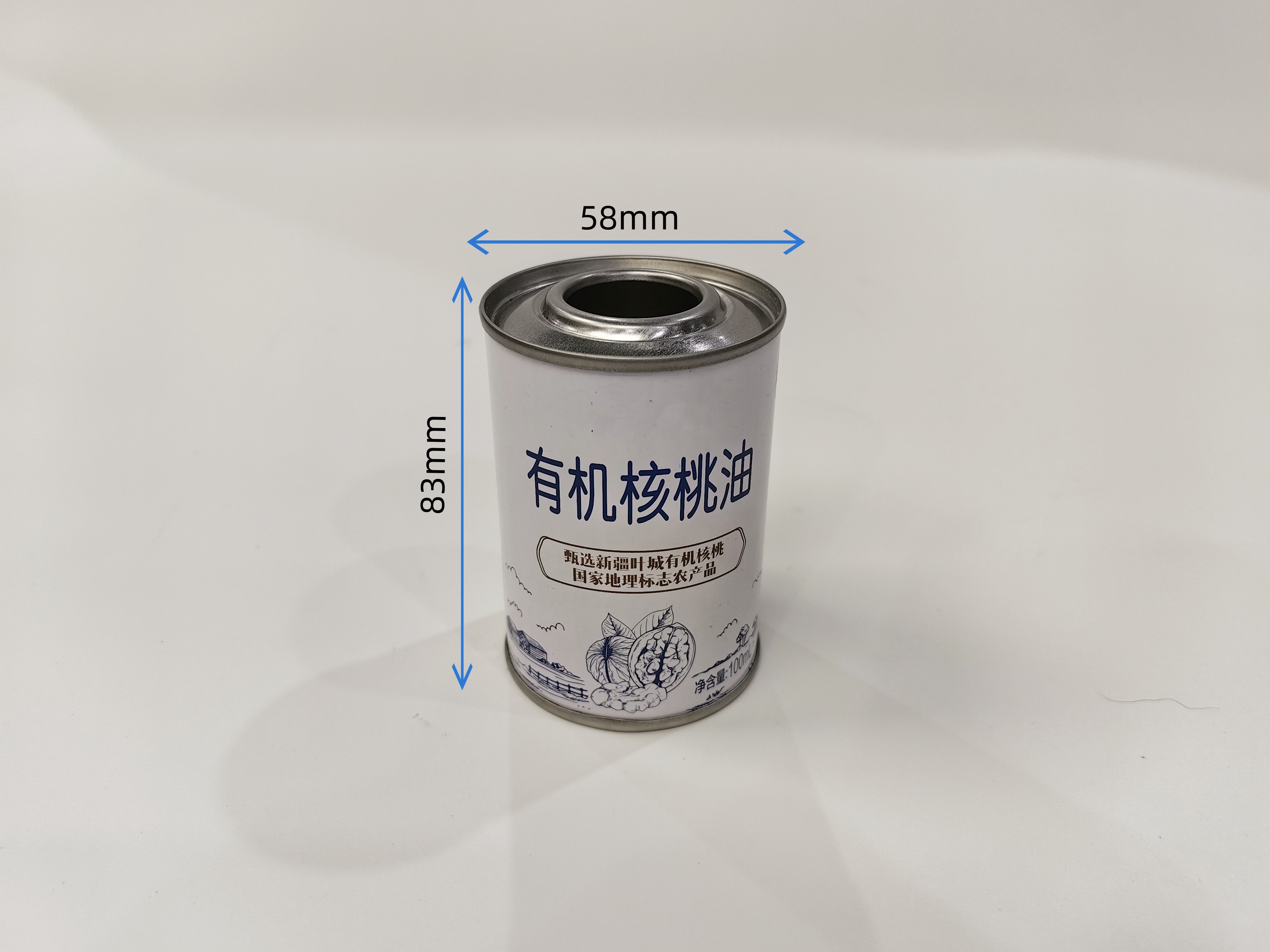100毫升有機(jī)核桃油鐵罐 核桃油小圓罐 